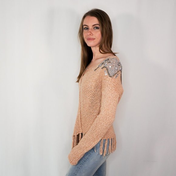 PATRIZIA PEPE Beige Cable Knit Asymmetric Sweater - Picture 4 of 6